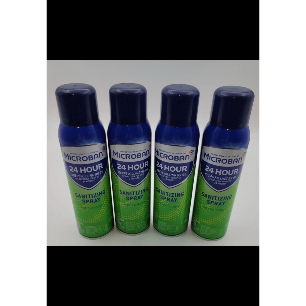 Lot of 4 Microban Fresh Scent 24 Hour Disinfectant Sanitizing Spray 15fl oz 3ct
